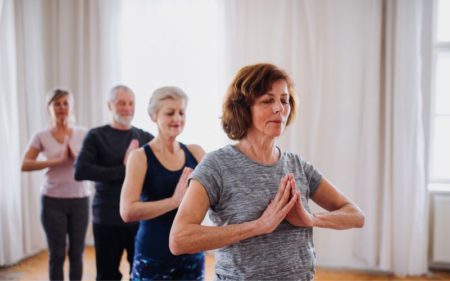 senior yoga group exercises