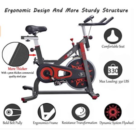  VIGBODY Upright Exercise Bike Belt Rive Home Gym