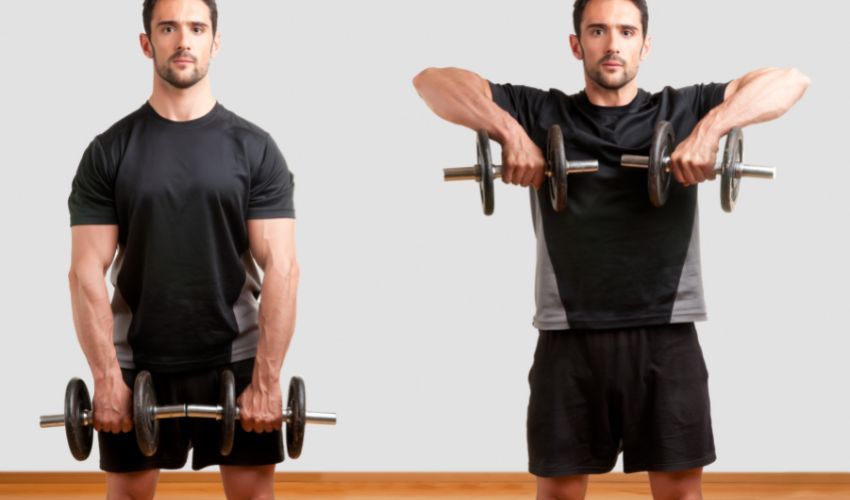 Dumbbell High Pull To Build Muscle With 30 Pound Dumbbells