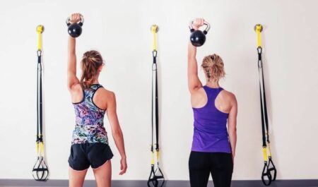 Chest Workouts For Women - Standing kettlebell press