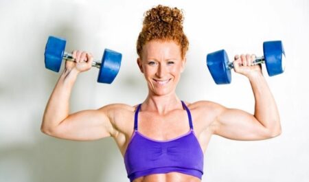 Female Bodybuilders Over 60 - Flat Dumbbell Press