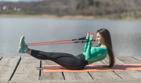 Resistance Bands Workout For Abs - Double leg stretch