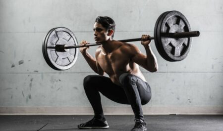 strength training workouts at home - squat with barbell